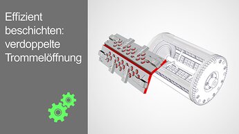 Galvanisiertrommel GALVANET mit doppeltem Öffnungsbereich, darüber schwebt der neu konstruierte Trommeldeckel  | © Richard Tscherwitschke GmbH